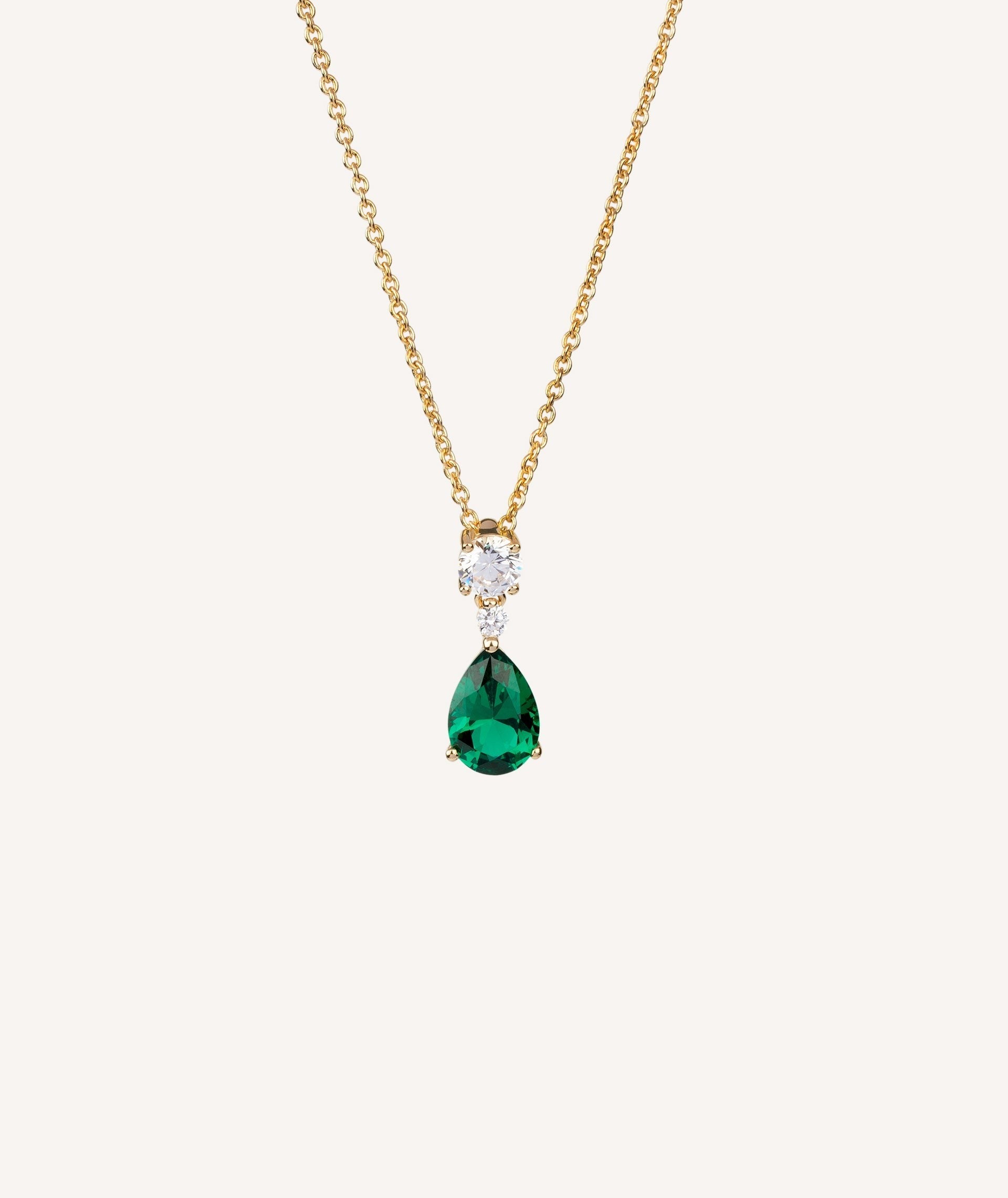 Pendientes Mujer Verdes Esmeralda Largos Con Piedra En Lagrima Y Flores