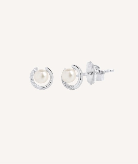 Earrings Circle Zirconias Pearl
