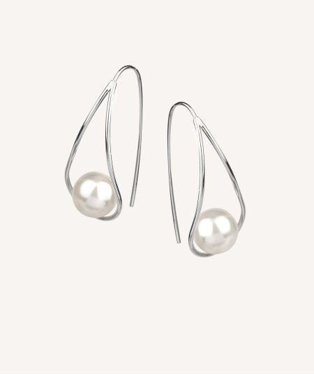 Silver Iridescent Pearl Earrings