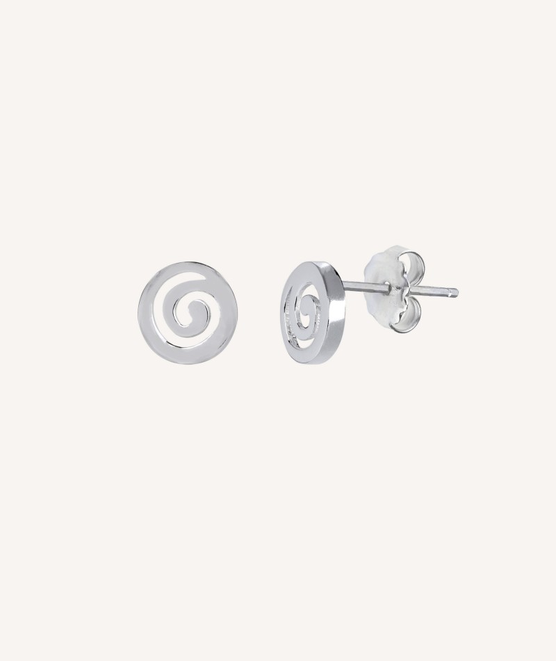 Round Spiral Silver Earrings