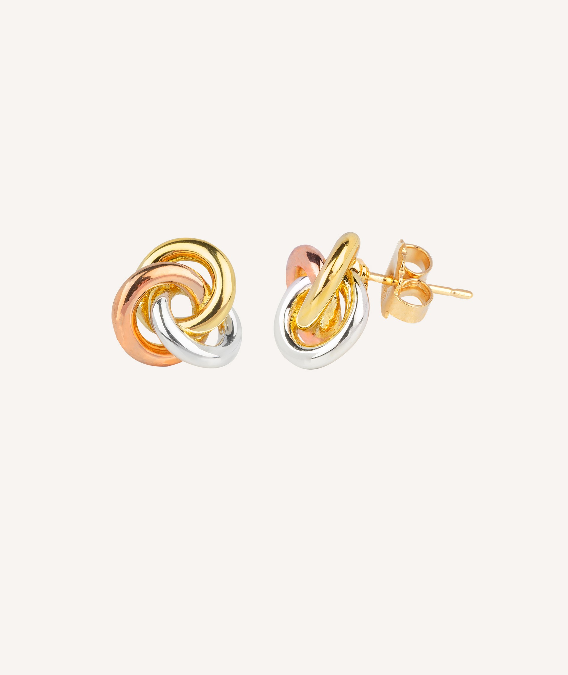 Rounded Knot Earrings Tricolor