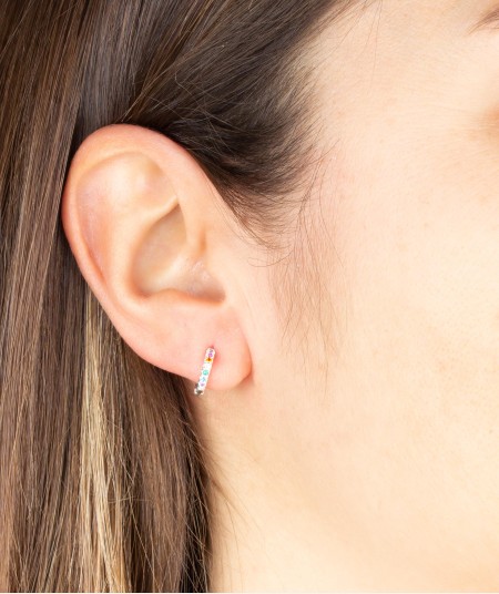 Earrings Middle Hoop Multicolor Zirconias