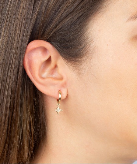 Earrings hoop zircon star