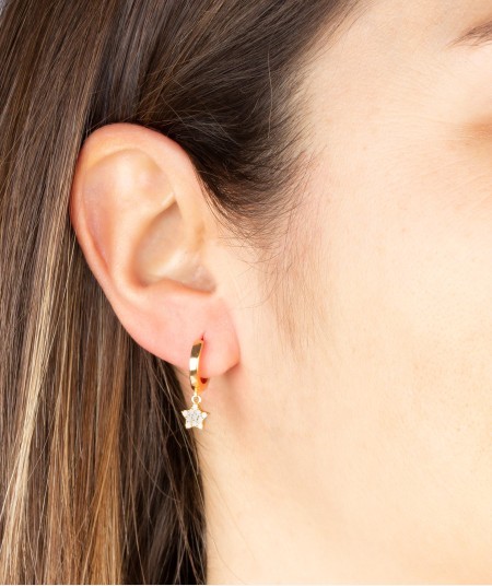 Earrings Articulated hoop Zirconia Star