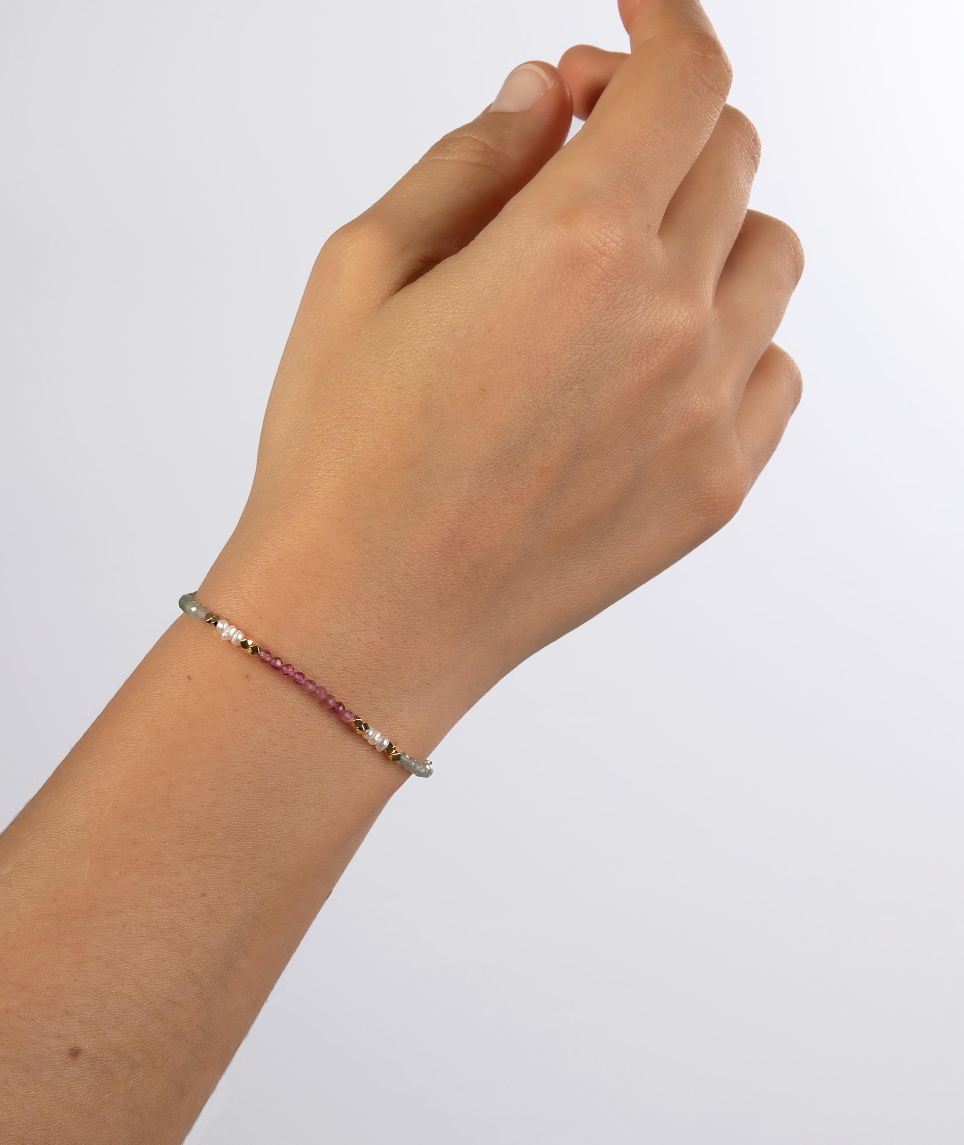 Pink green stones bracelet