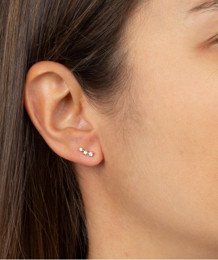 Individual Earring three Zirconia Growing