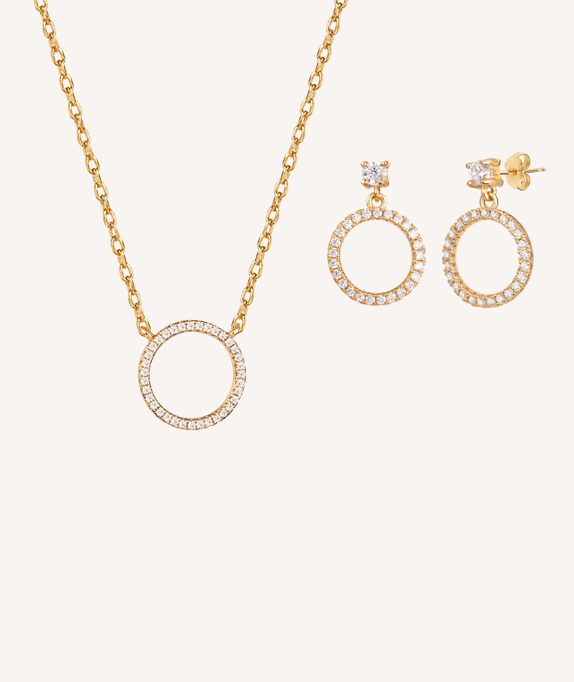 Set silver 18ct Gold plated Necklace and earrings Zirconia