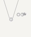 Set Silver Platinum Plated Necklace and earrings Zirconia Pearls