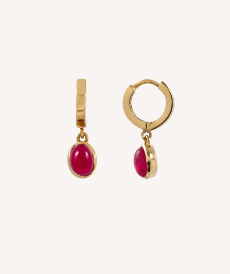 Earrings Gold 18ct Plated Pink Stones