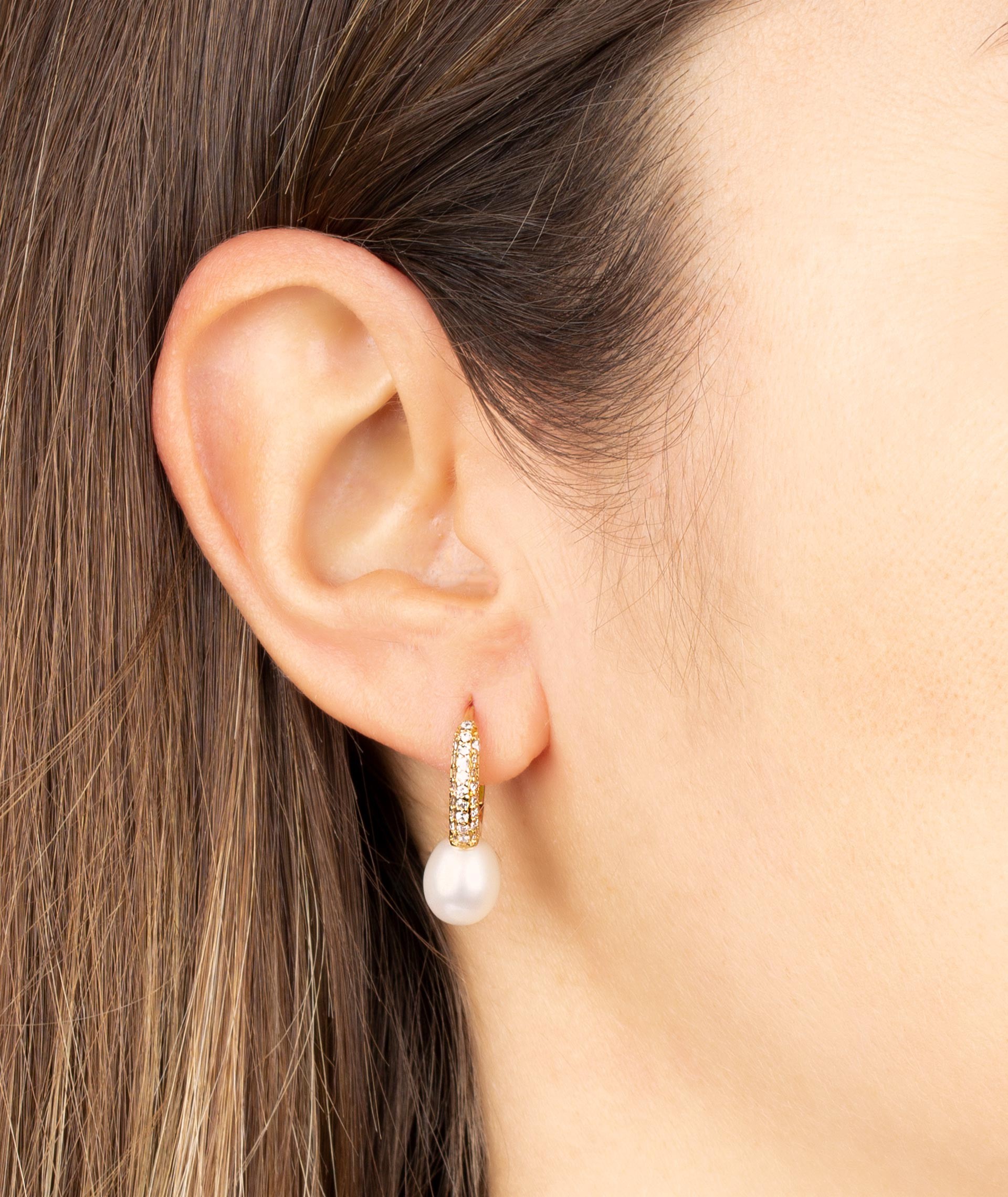 Earrings Zirconia and Pearl 7mm