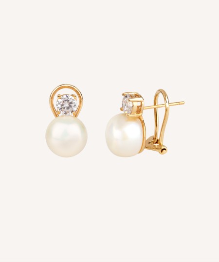 Earrings large Zirconia and Pearl