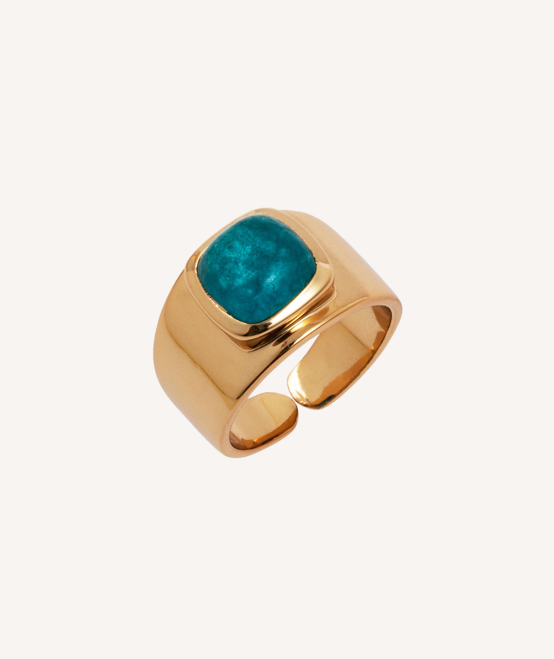 Yves Saint Laurent Gold Tone & Green Stone Ring - Ruby Lane
