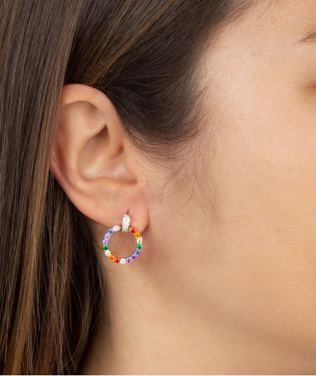 Earrings Circle Zirconia Multicolor
