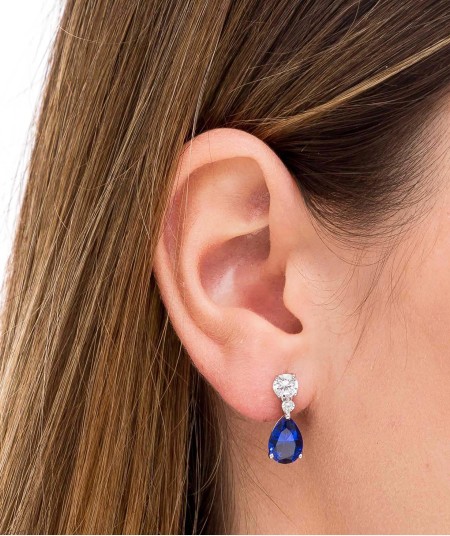 Earrings Blue Zirconia