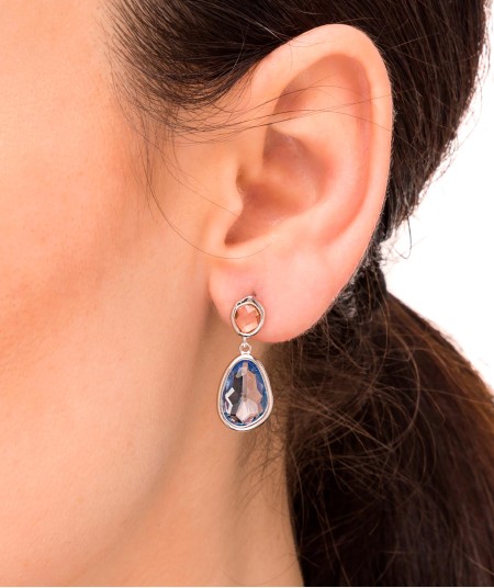 Earrings Crystal Light Sapphire & Champagne