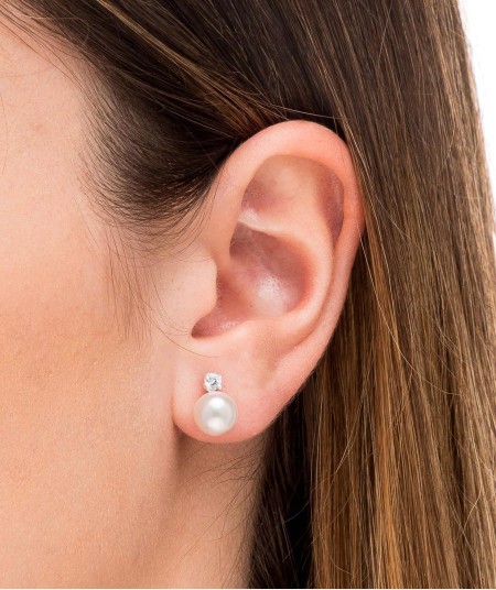 Earrings Long Zirconia and pearl