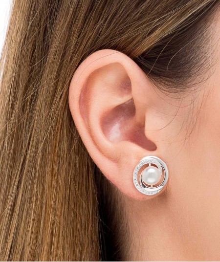 Earrings Zirconia and Pearl