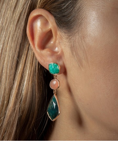 Earrings Long Multicolor stones