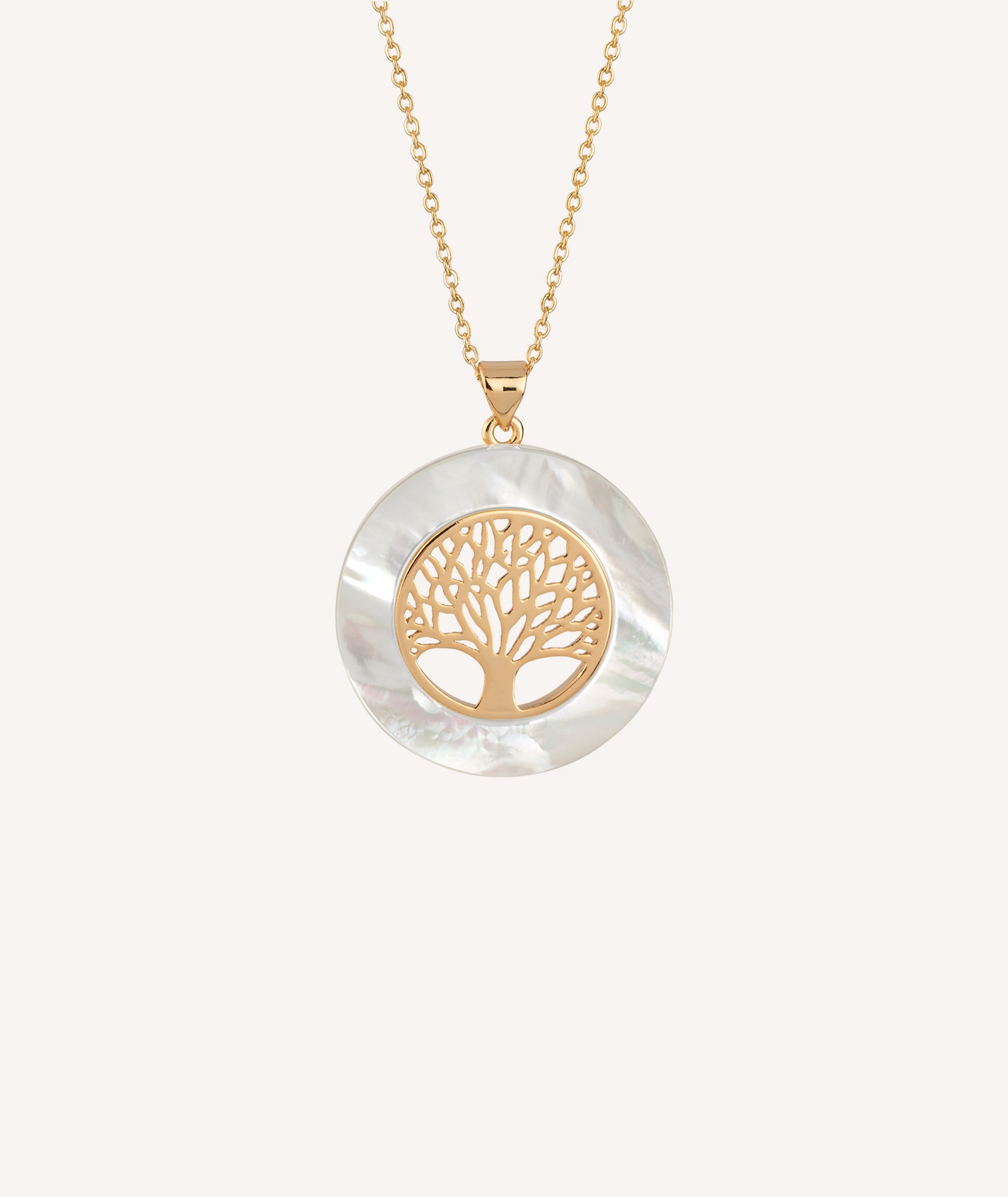 Pendant Gold Tree of Life Circle Mother of Pearl
