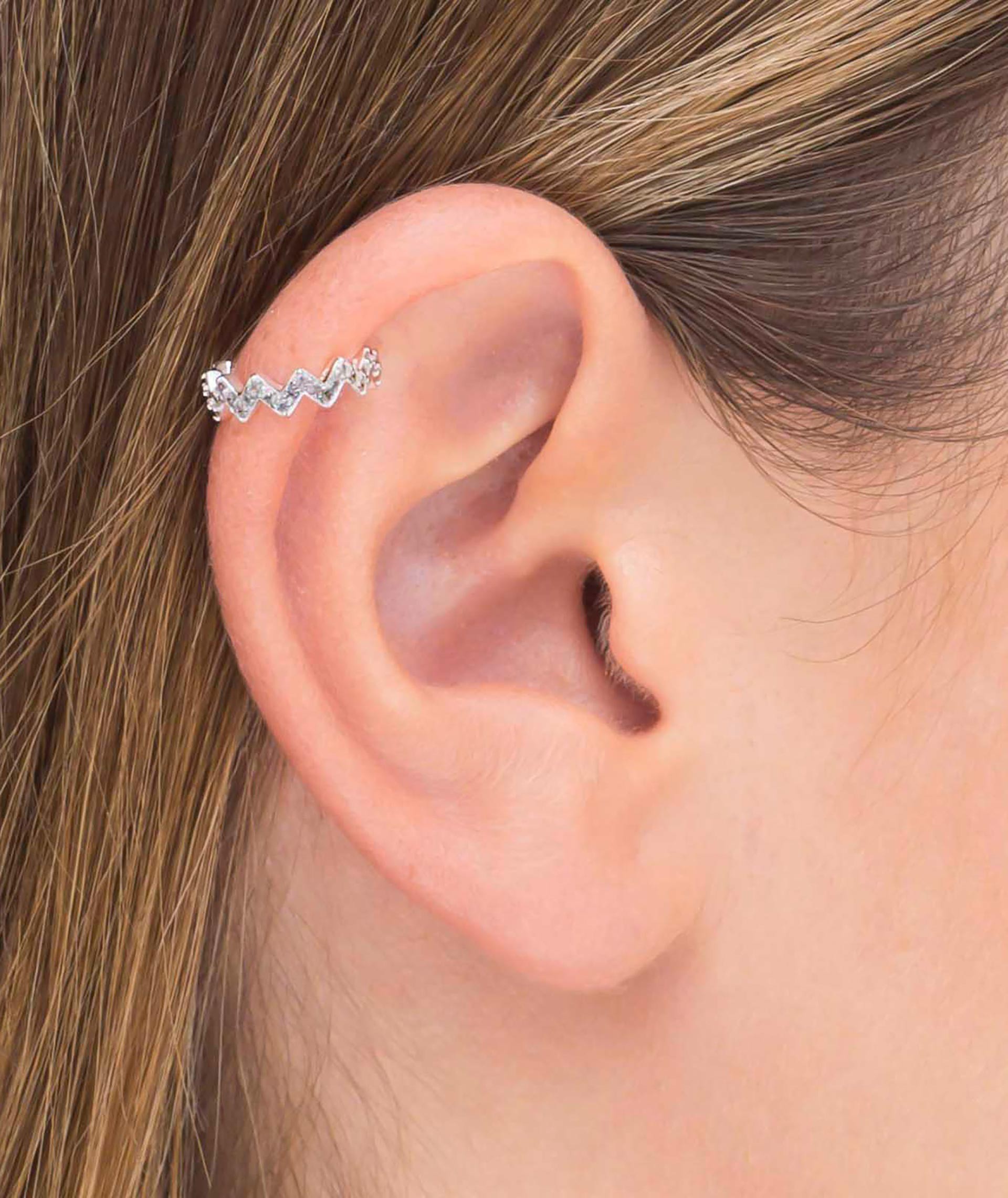 Earring Ear Cuff Zirconia zigzag