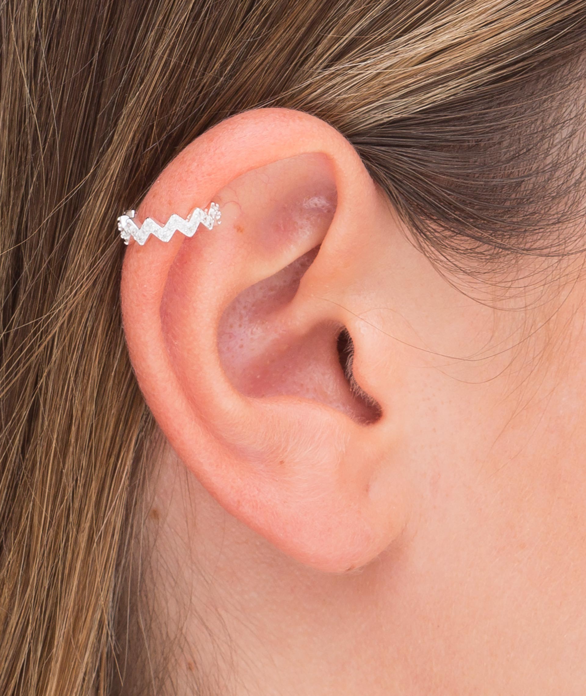 Earring Ear Cuff Zirconia zigzag