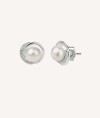Earrings semi Circle Zirconia and cultured pearl