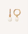 Earrings hoop Multicolor Zirconia and Cultured Pearl