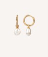 Earrings hoop Zirconia and Cultured Pearl