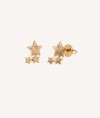 Earrings 18ct Gold Three Stars Zirconia