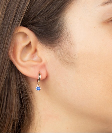 Earrings Hoop blue zirconia