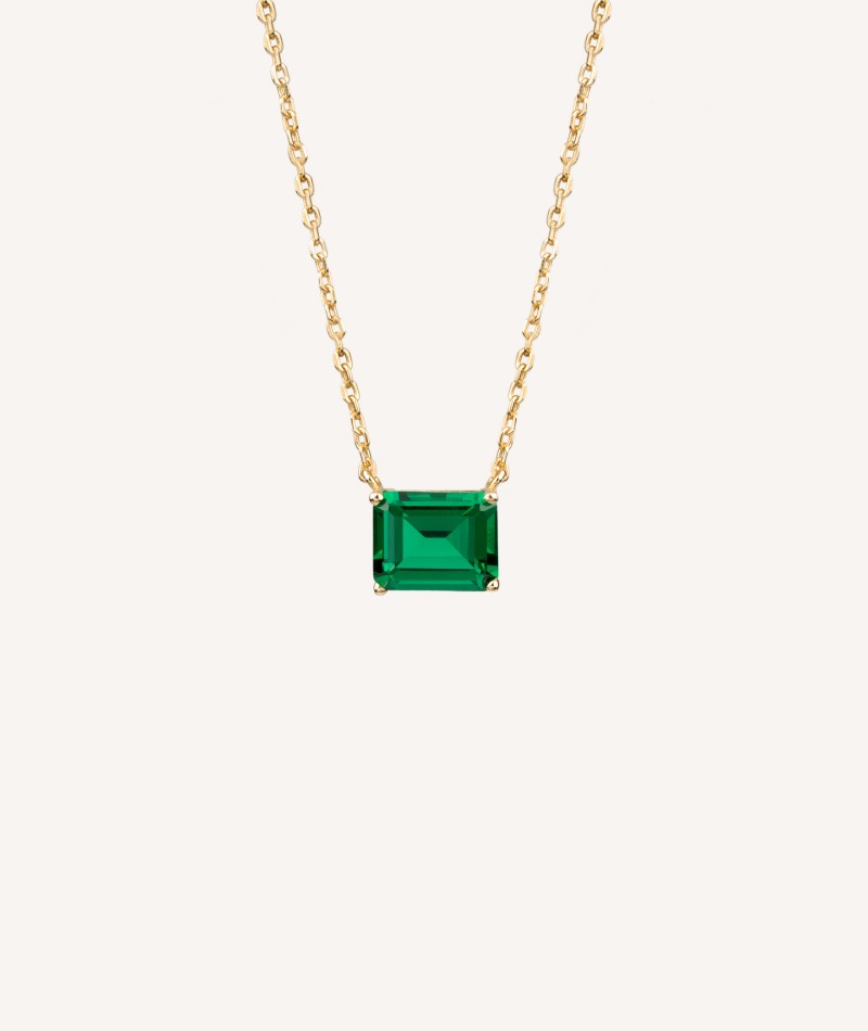 Necklace green rectangular