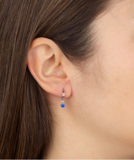 Earrings Hoop Blue Zirconia