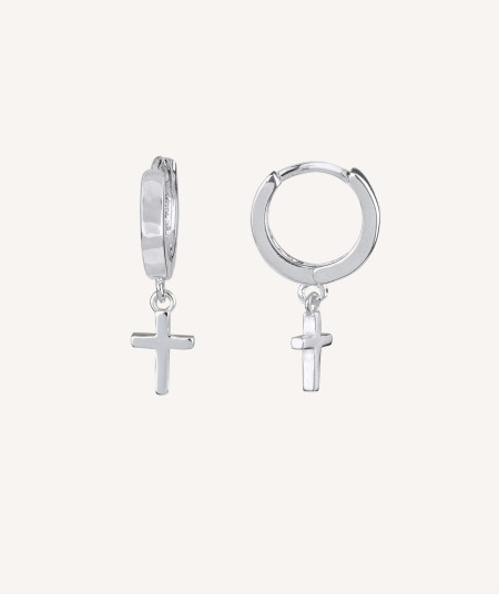 Earrings Articulated Hoop Cross