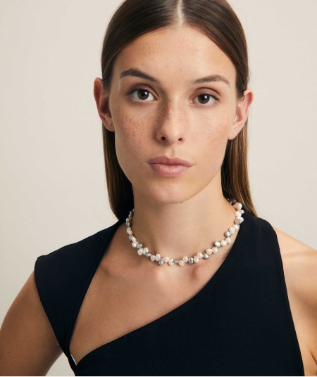 Collar Favaritx perlas gris blanca                                