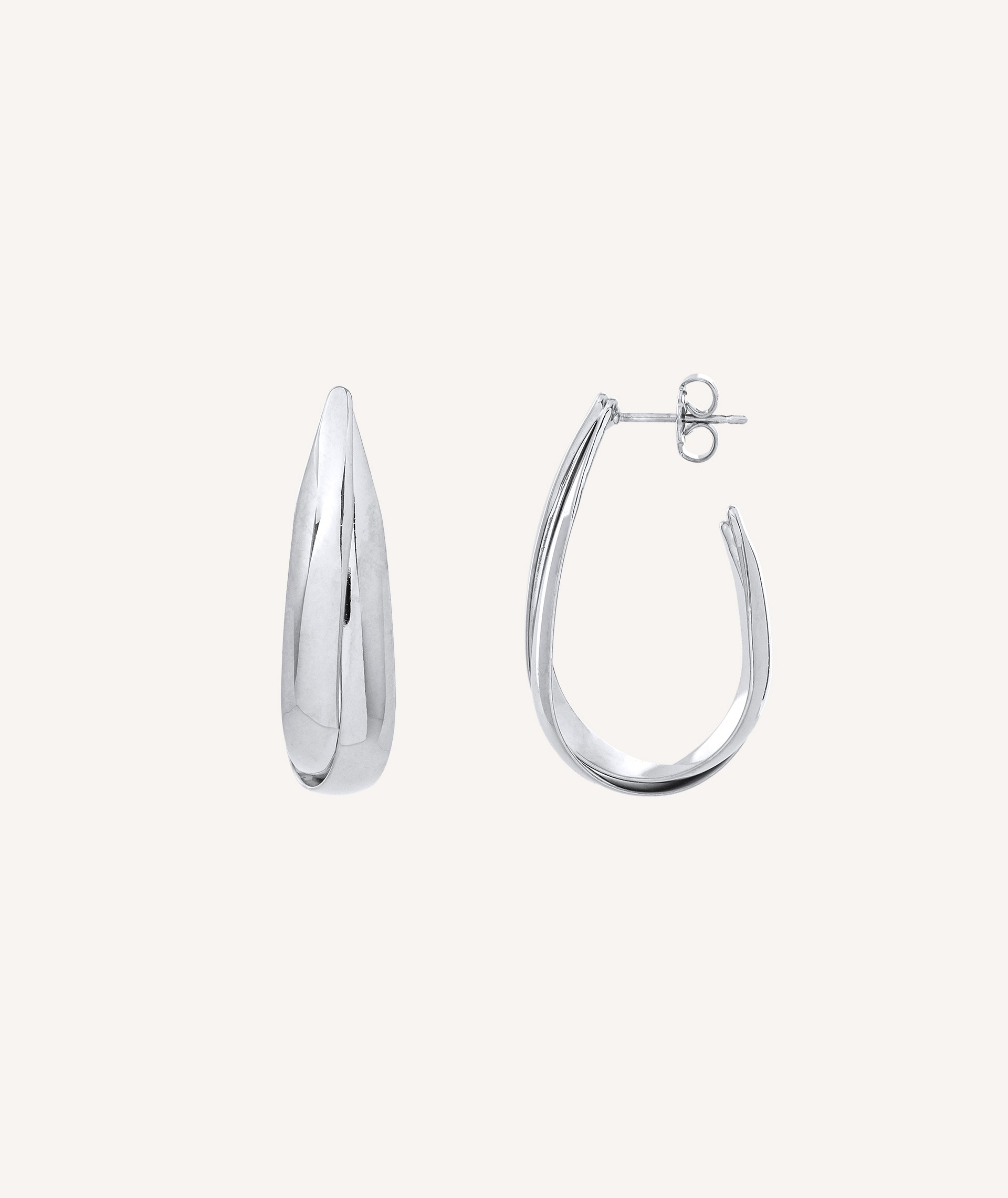 Earrings Rocío silver plated oval hoop glitter