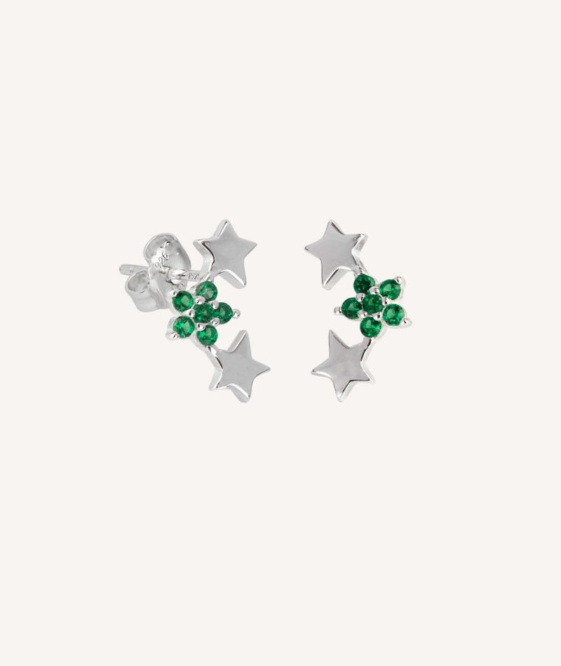 Earrings Star Green Zirconia