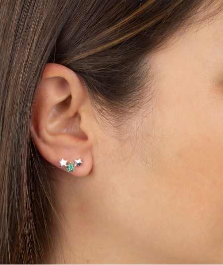 Earrings Star Green Zirconia