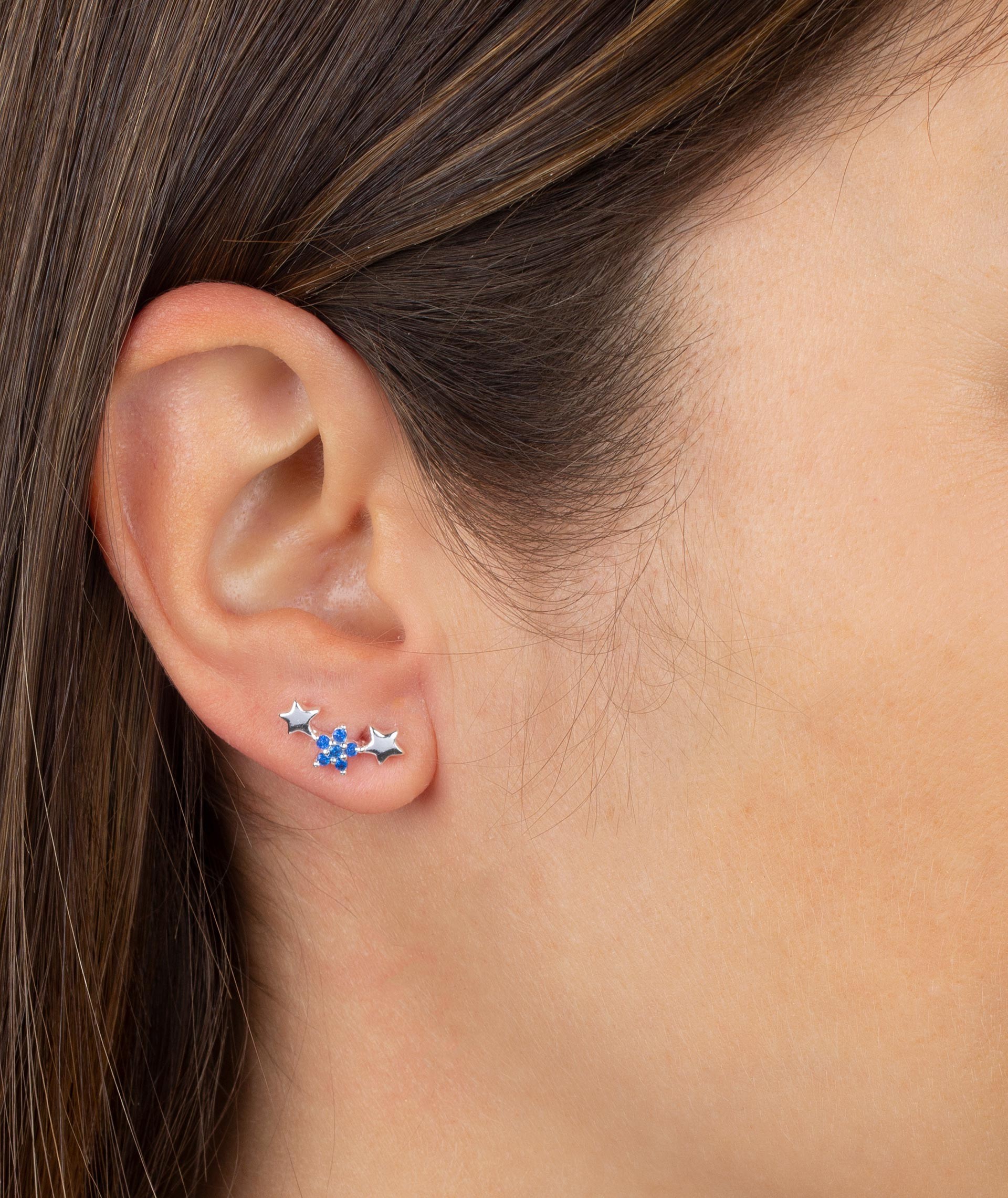 Earrings Star Blue Zirconia