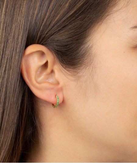 Earrings hoop green Zirconia 12MM