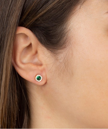 Earrings Circle Green Zirconia