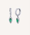 Earrings Hoop Green Zirconias