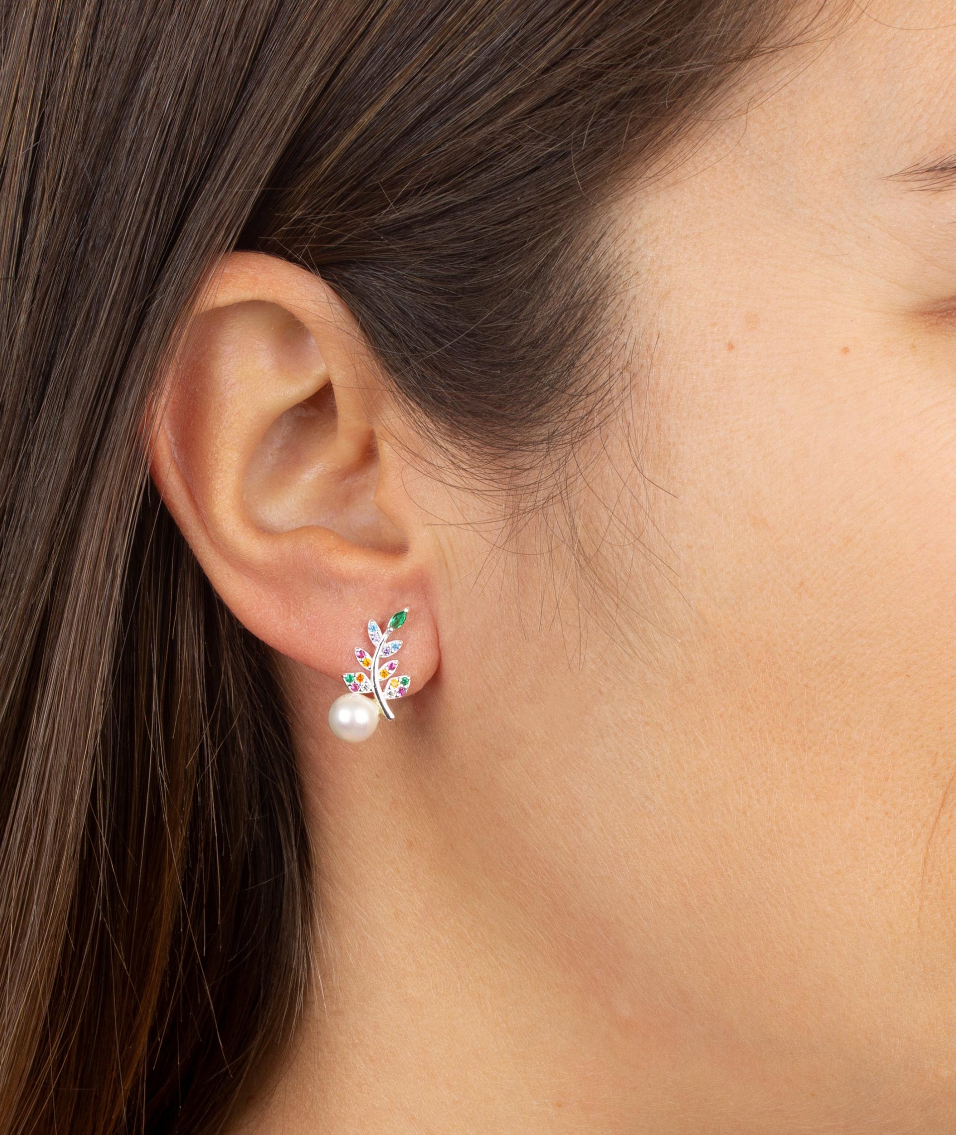Earrings Pearl Zirconias multicolor