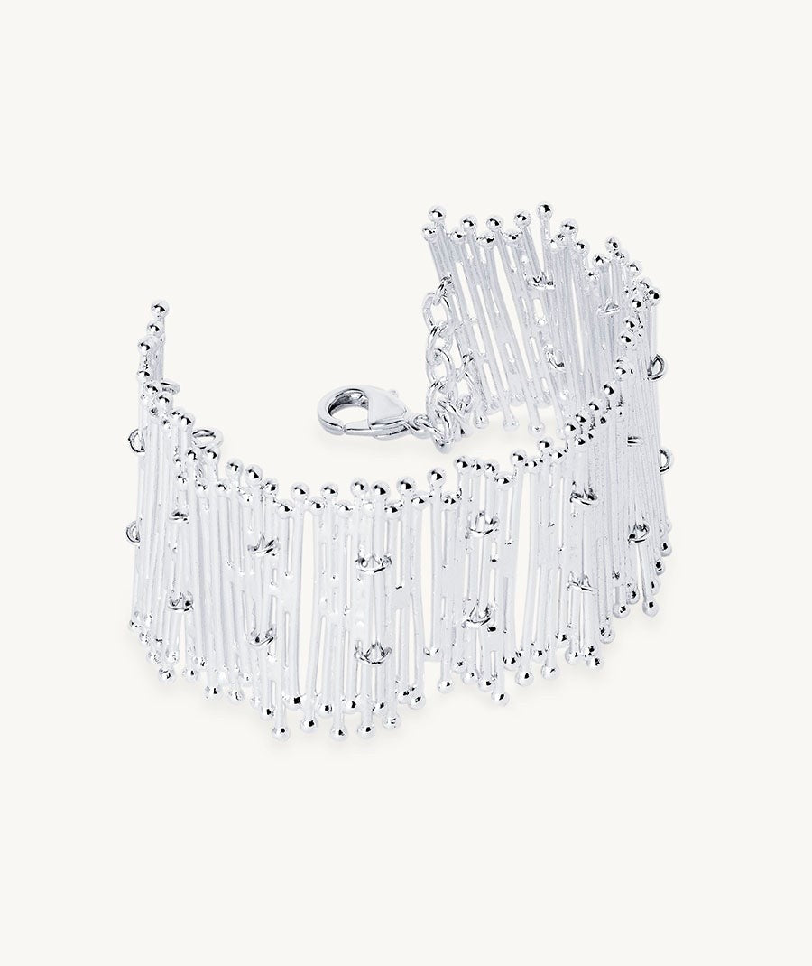 Pulsera tiras Redosa ajustable chapado Plata de primera Ley 