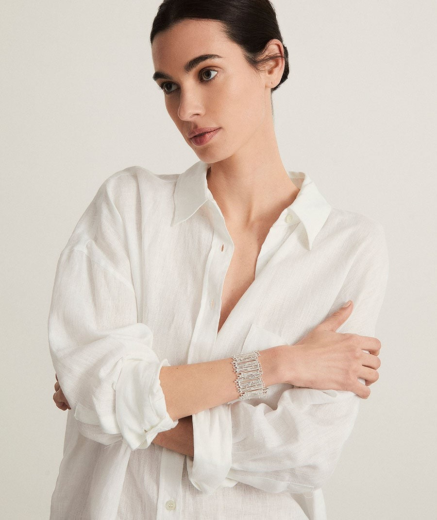 Pulsera tiras Redosa ajustable chapado Plata de primera Ley 