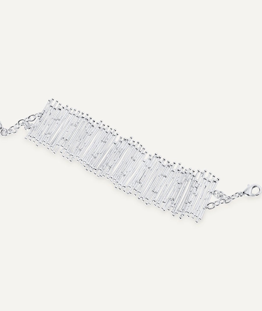 Pulsera tiras Redosa ajustable chapado Plata de primera Ley 