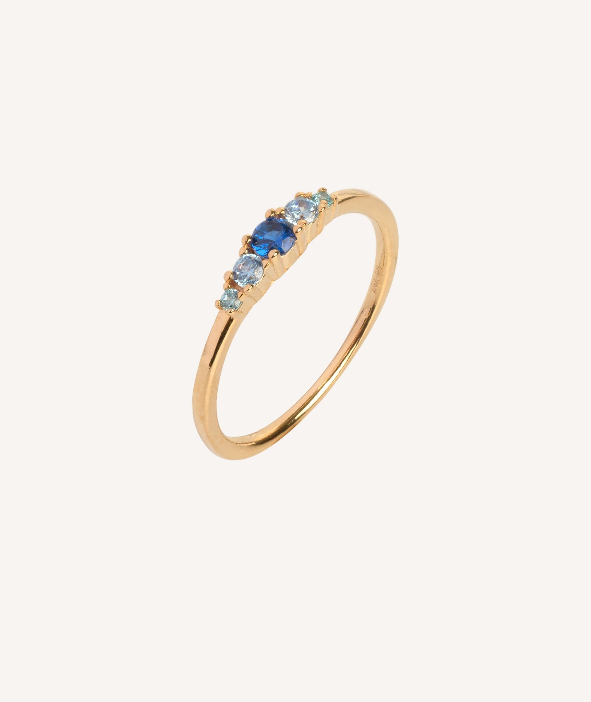 Anillo triple circonita Azul