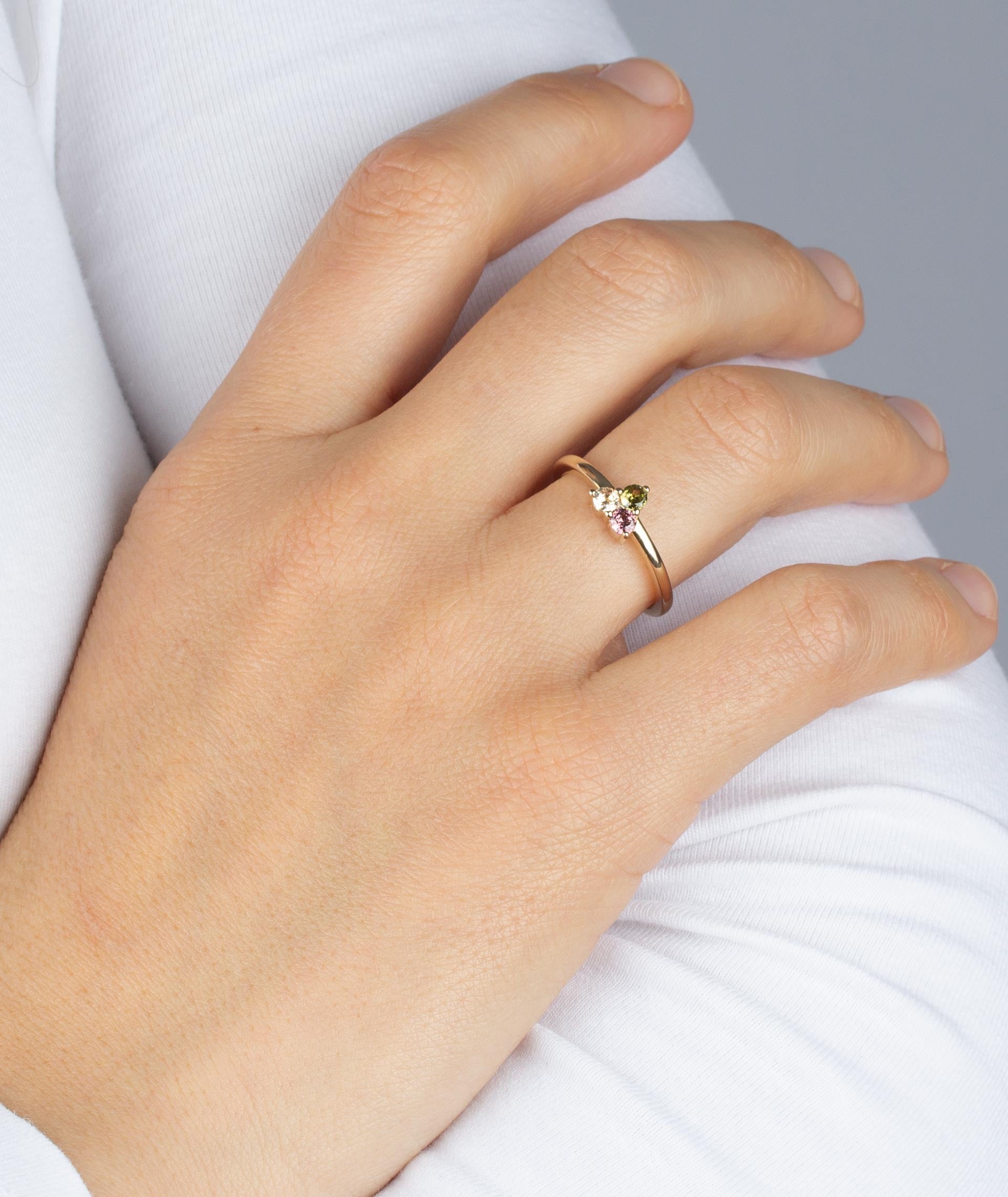 Anillo triple circonita Multicolor