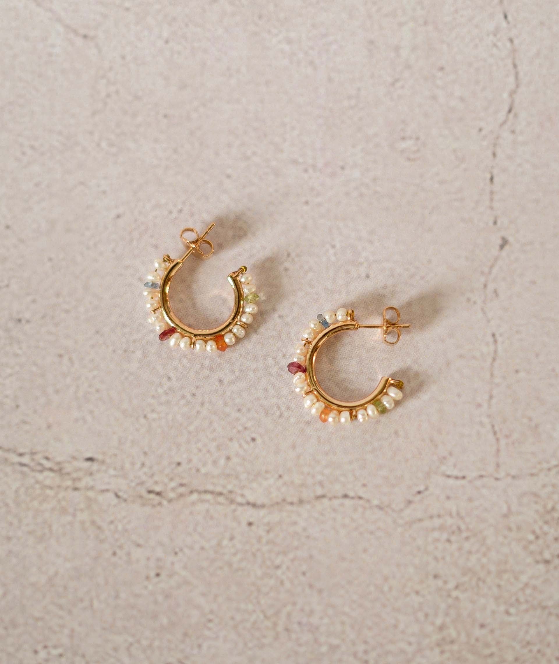 Pendientes Piedras Multicolor Perlas