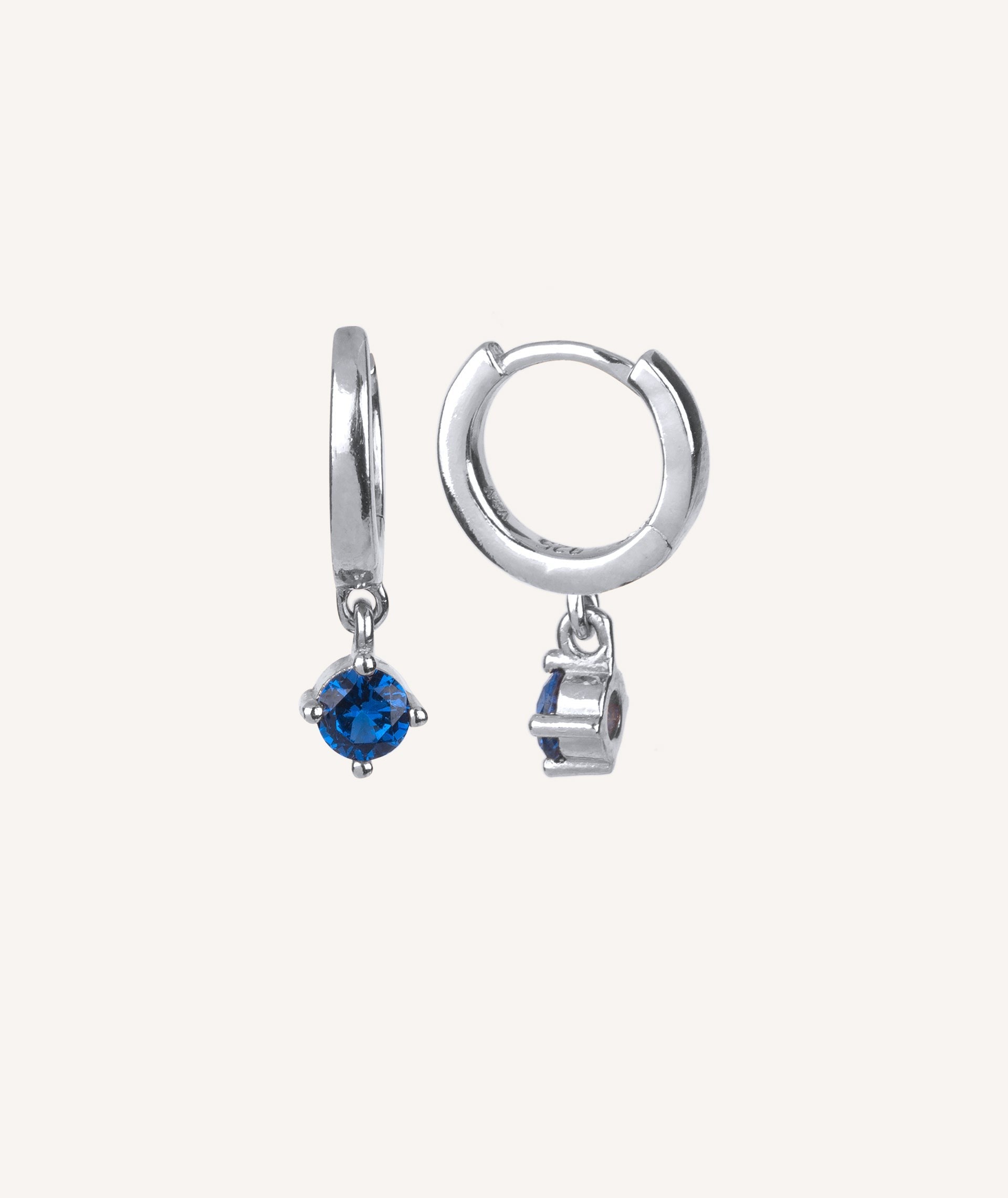 Pendientes aro circonita Azul