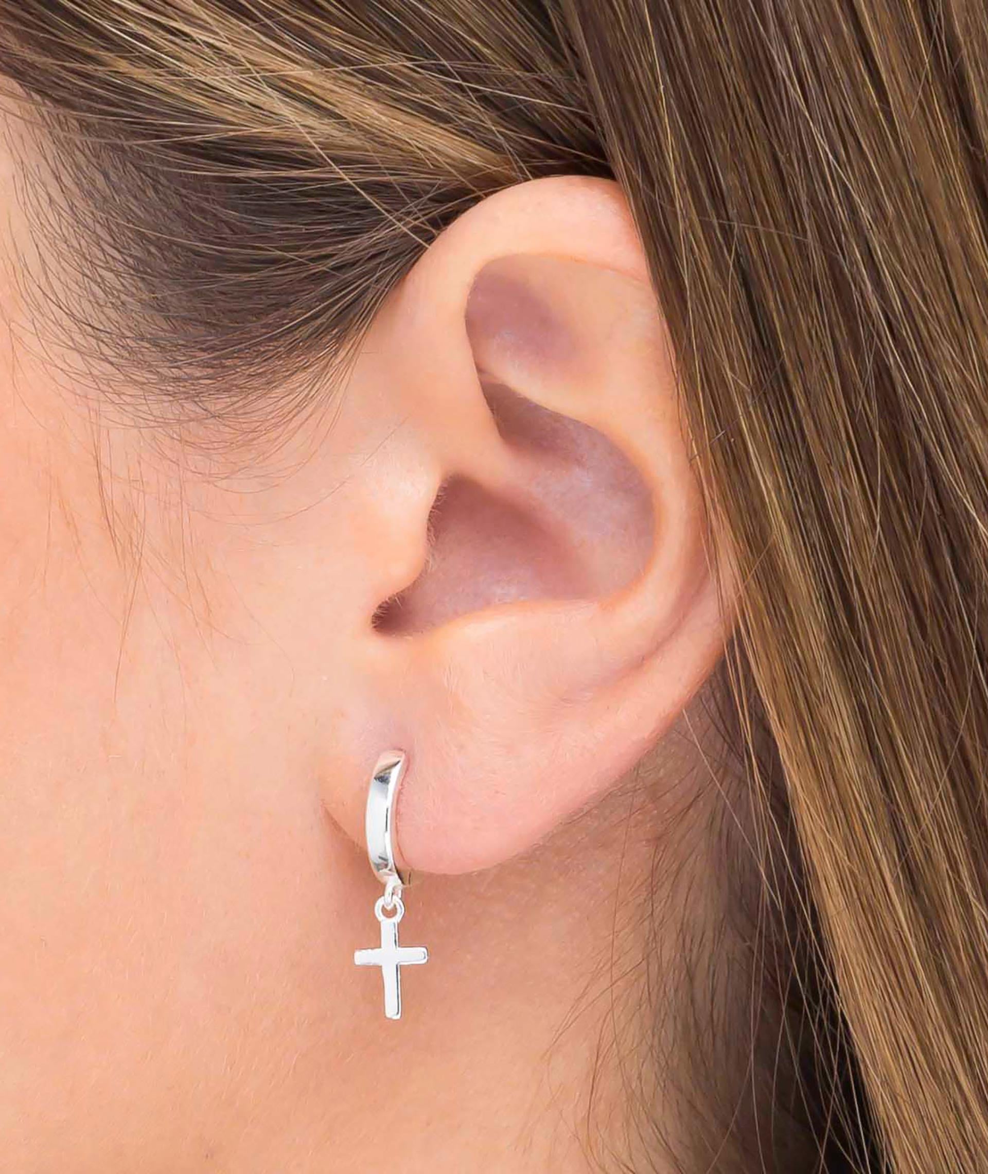 Pendientes Aro articulado cruz